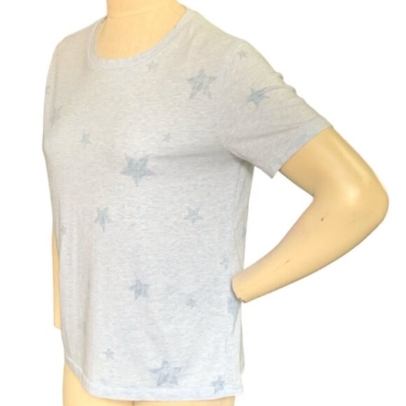 Splendid Star Print Short Sleeve Crew Neck Tee Womens Sz M Blue 139J - Picture 3 of 8